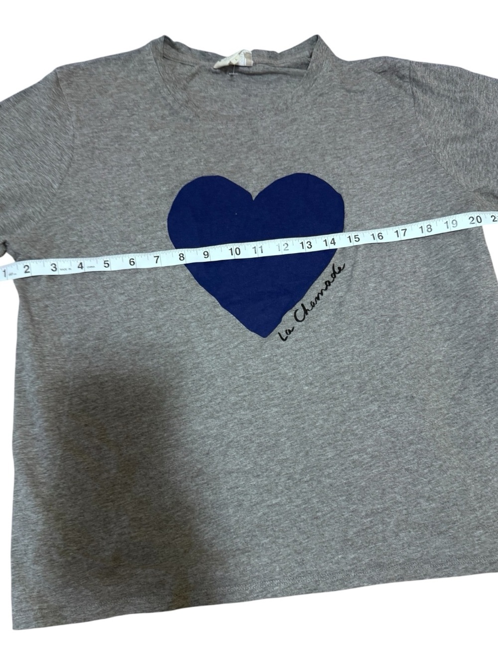 Sezane Grey Tee with Blue Heart Graphic - Picture 4 of 7